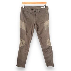 Rag&Bone Army Green Moto Lamb Leather Patch Skinny Jegging Pants Size 29